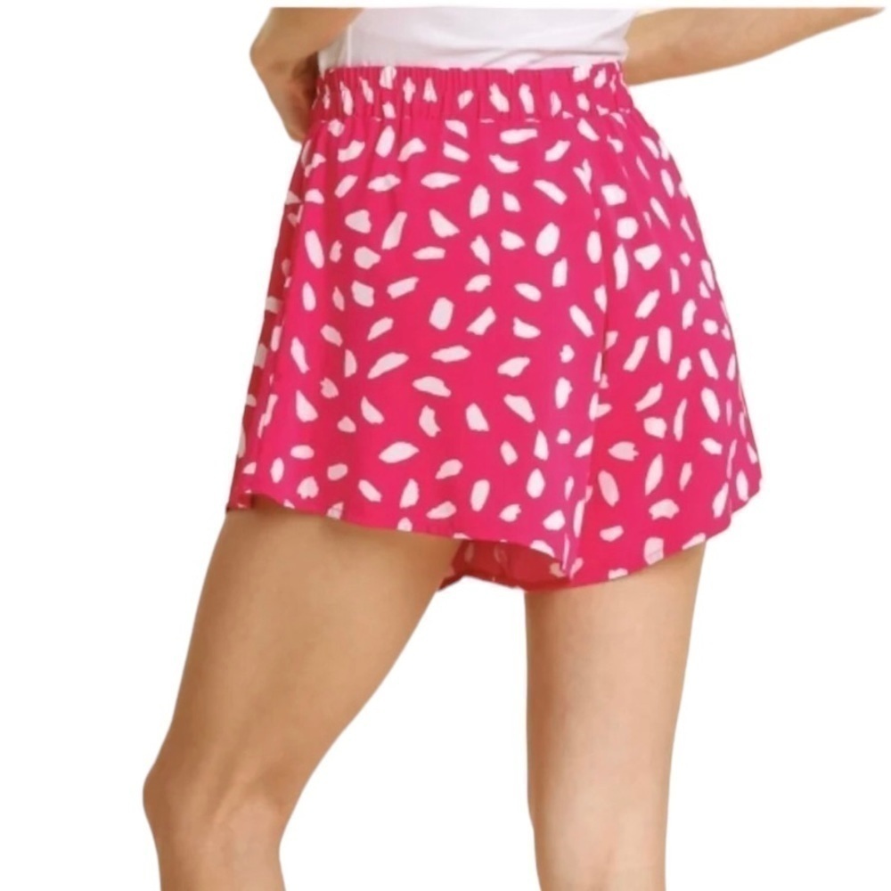 Umgee NWT Hot Pink Dalmatian Print Flounce Pull On Shorts Coquette Girl Size S - Picture 3 of 10